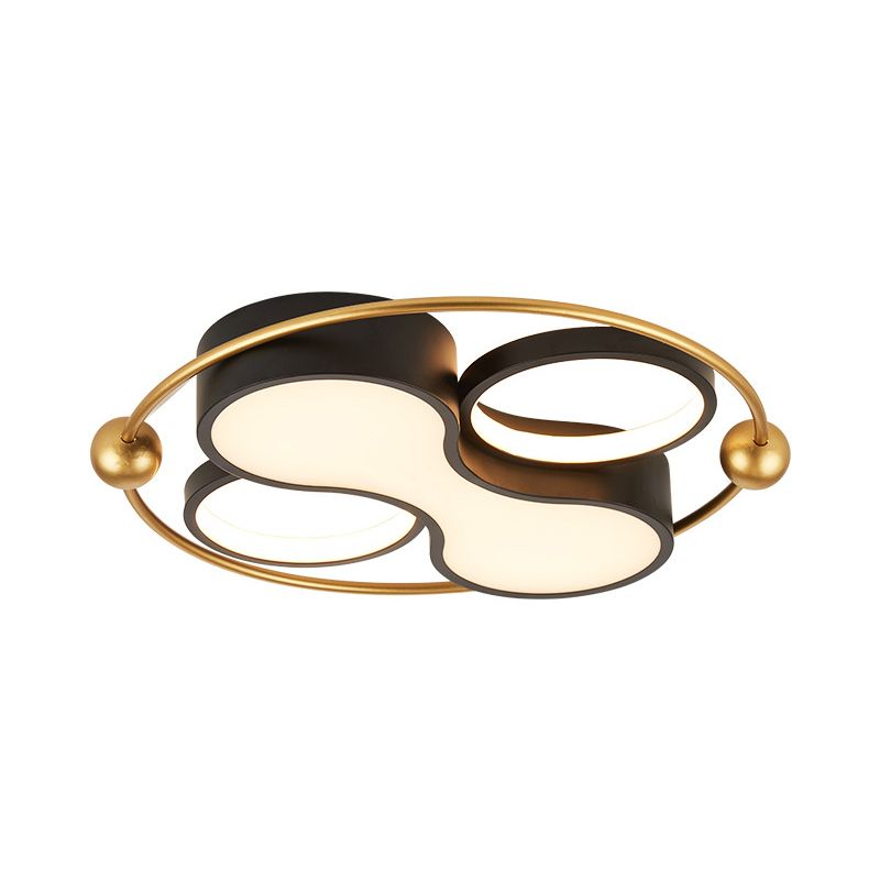 18 "/21.5" Dia Metallic Geometric Flush Light Contemporary Black and Gold LED Ceiling Mounted, Warm / White Light