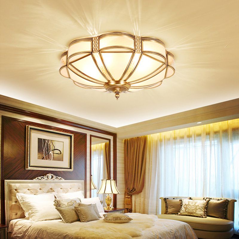 Bronze Ceiling Mount Light Fixtures Colonial Ceiling Flush Mount Lights with Glass Shade