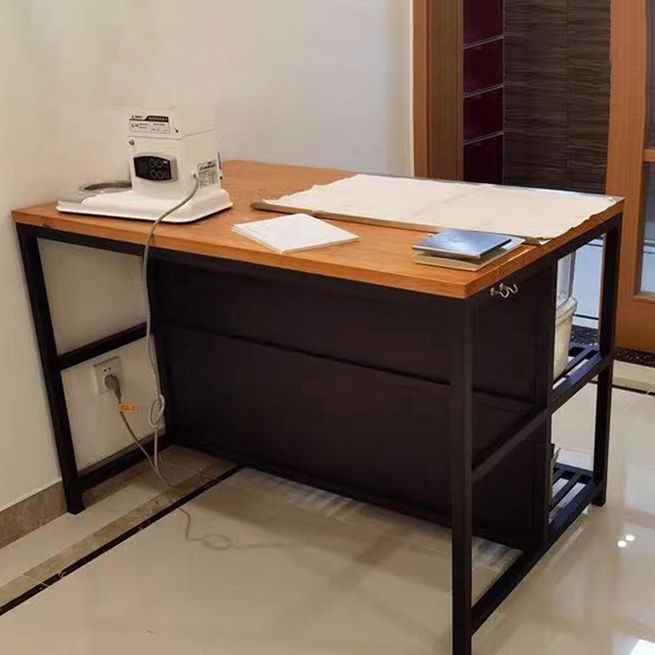 Solid Wood Prep Table Rectangle Island Table for Kitchen Room