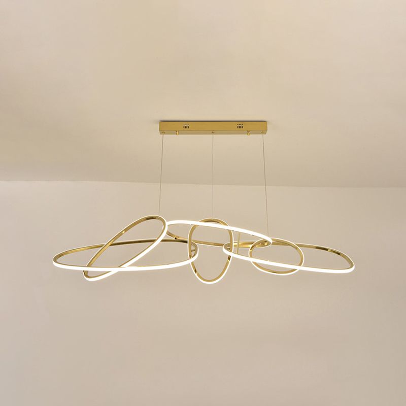 Strip Shape Island Lamp LED Island Hanging Light with Silica Gel Shade for Dining Room