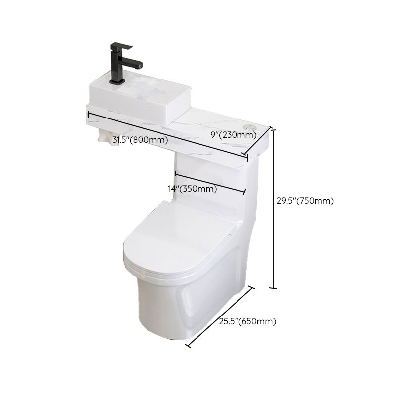 Contemporary Ceramic Flush Toilet Floor Mounted White Urine Toilet with Seat for Washroom
