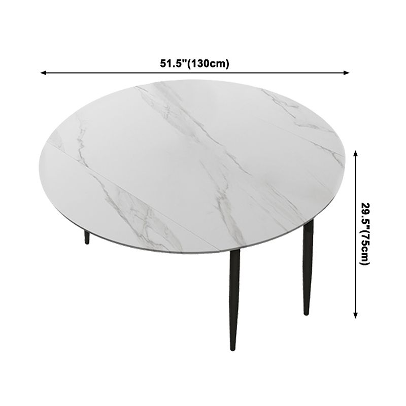 Modern Style Round 4 Legs Table Stone Dining Room Home Furniture with Drop-Leaf