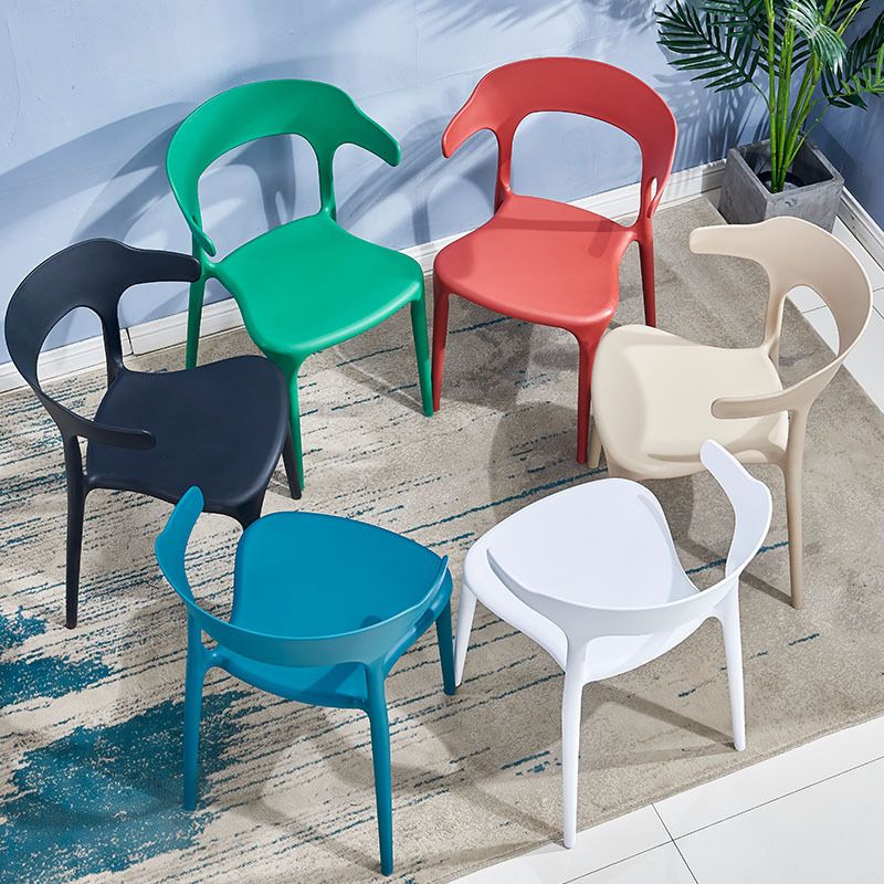Modern Style Dining Chair Plastic Open Back Arm Chair for Living Room