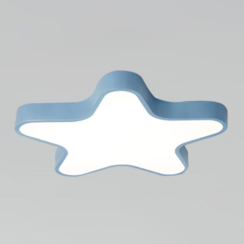 Pentagram Shape LED Ceiling Lamp Macaroon Modern Iron 1 Light Flush Mount for Bedroom