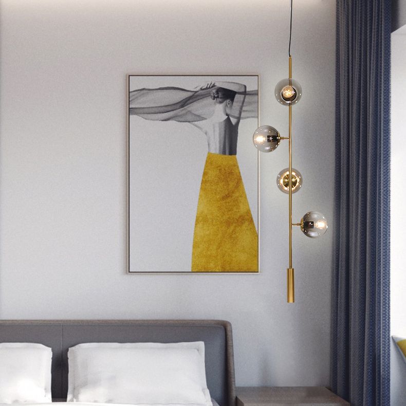 Smoke Grey Glass Orb Pendant Lighting Postmodern Island Ceiling Light for Dining Room