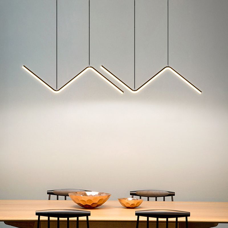 Contemporary Island Light Linear Metal 2 Light Island Lights en negro