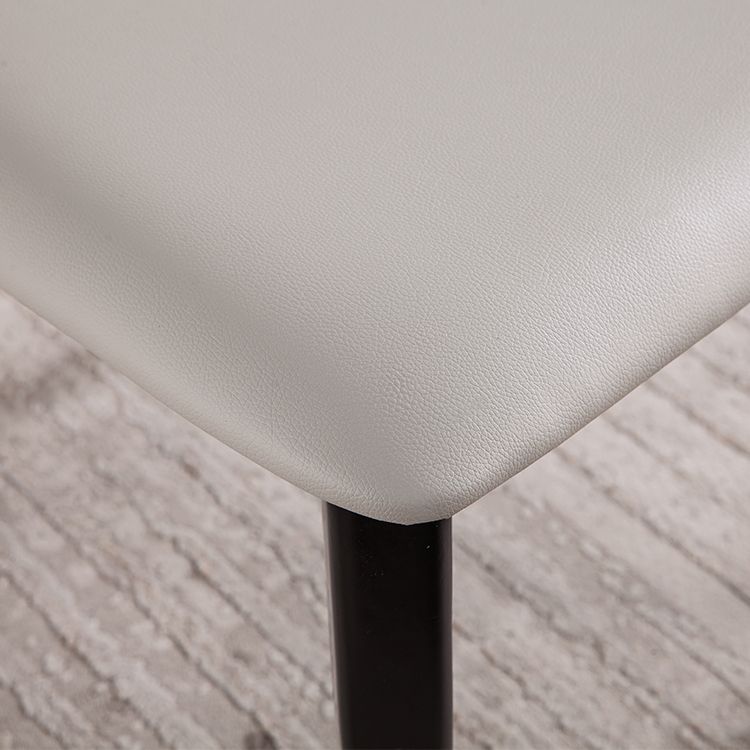 Solid Wood Frame Dining Chairs Modern Faux Leather Armless Chair