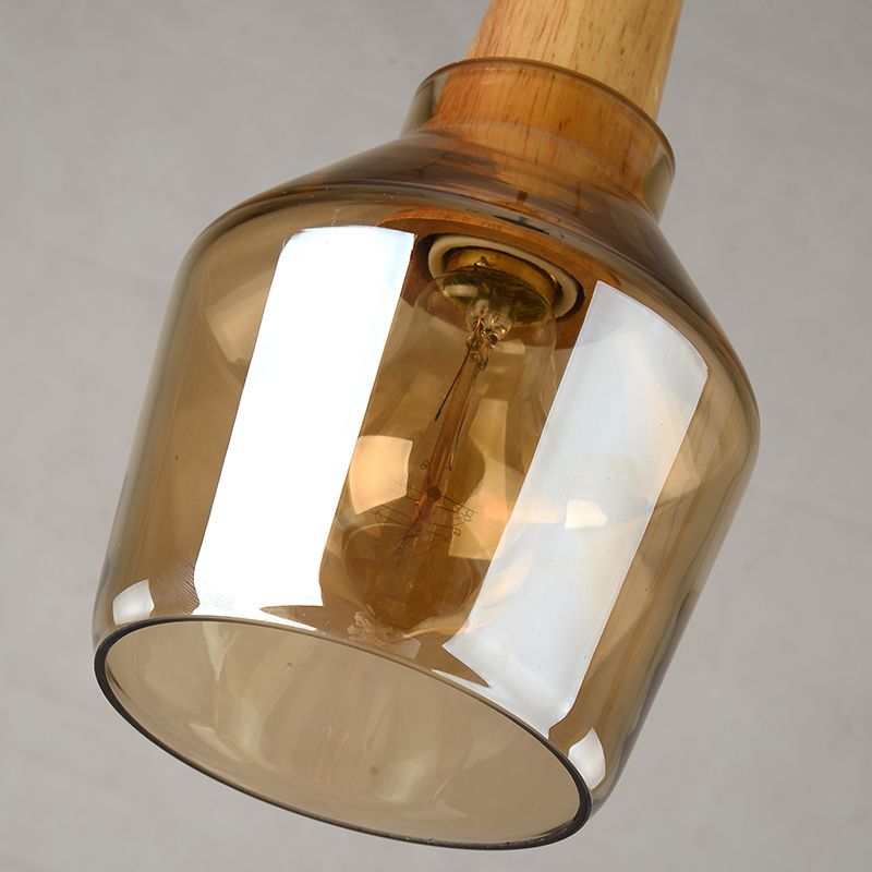 Modern 1 Light Pendant Lamp Amber Glass Shade Barn/Disc/Trifle Hanging Light Kit, 5.5"/7.5"/13" Wide