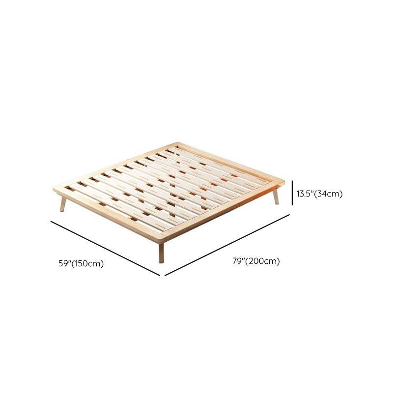 Natural Platform Bed Solid Wood Platform Bed Frame in Rubberwood