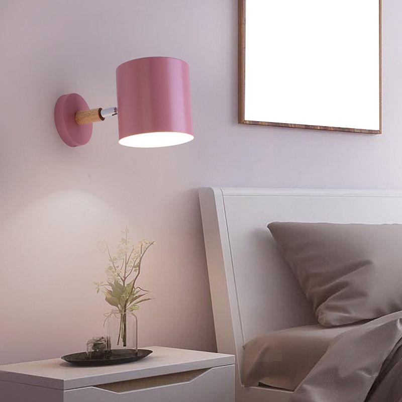 Half Cylinder Shape Metal Wall Light Fixture Modern Style Wall Lamp for Bedroom