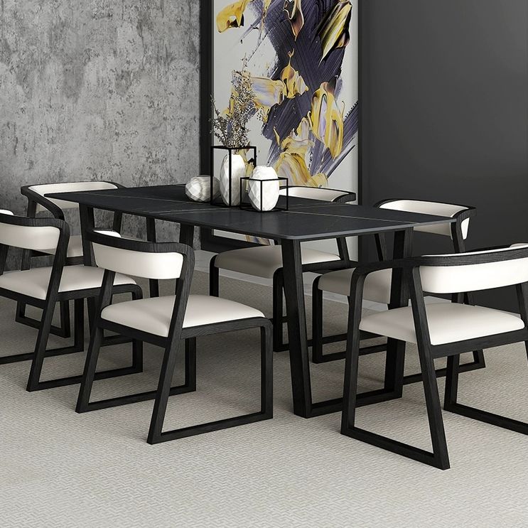 Rectangle Shape Two-Color Dining Table Industrial Double Pedestal Table for Dining Room