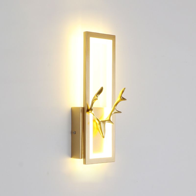 Lampada da parete per salotto in metallo Nordico in metallo a muro di cervo con tonalità rettangolare