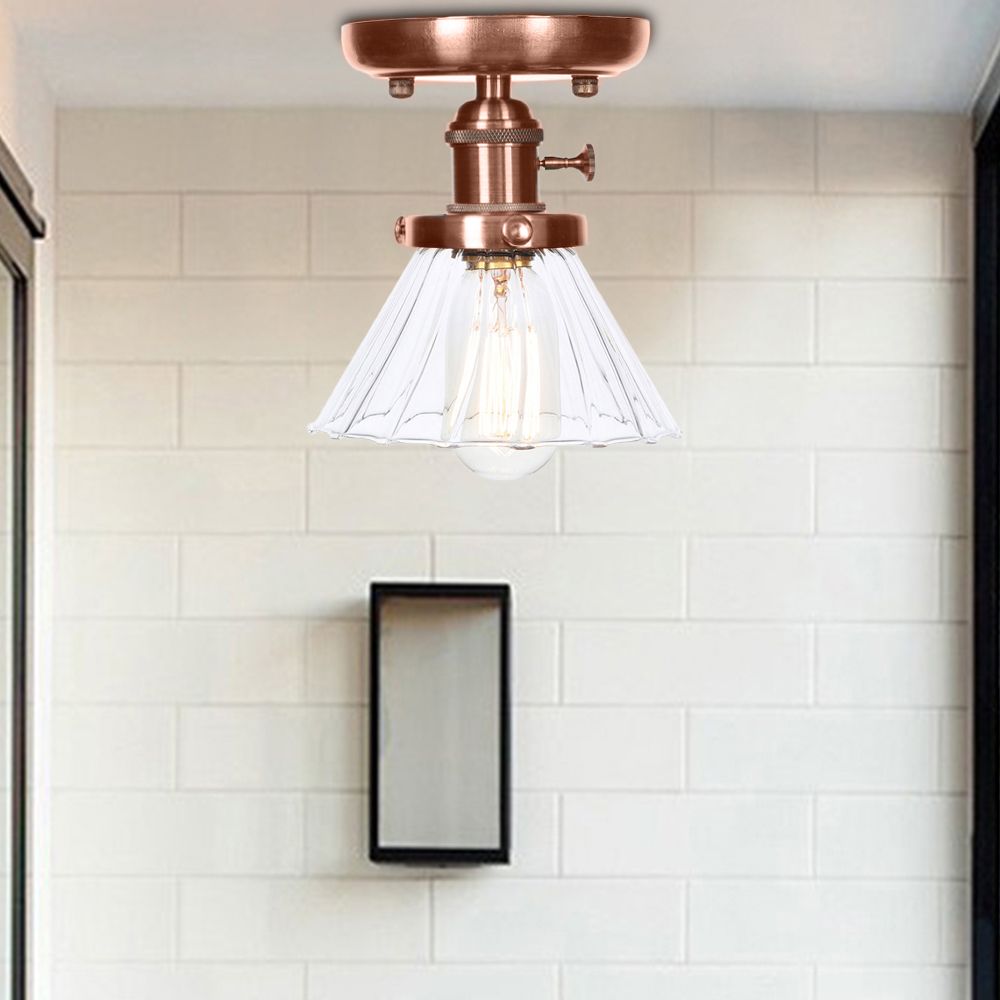 1 Apparecchio di illuminazione in vetro in vetro industriale a cono leggero/campana semifulpa