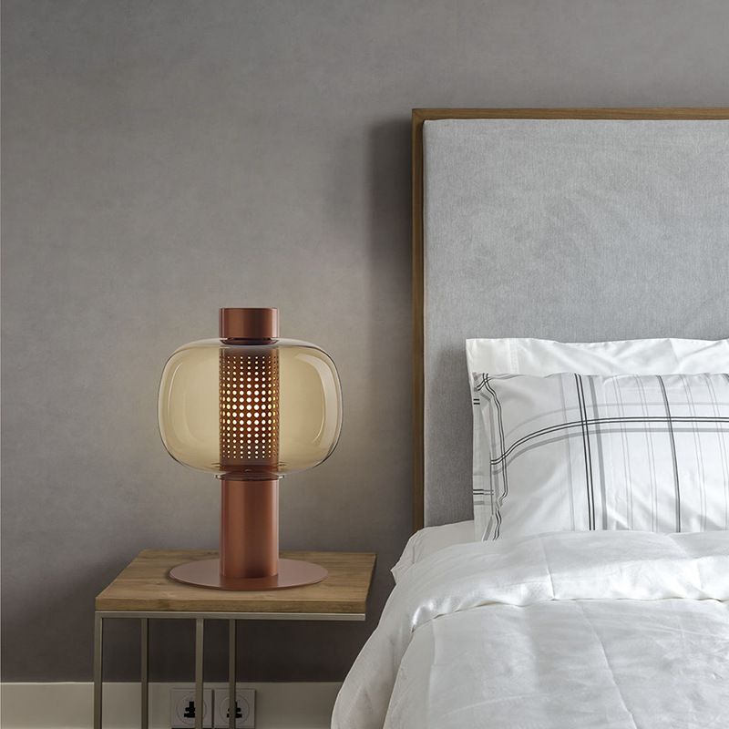 Modern Creative Table Lamp Lacquered Iron Indoor Table Lamps with Glass Shade