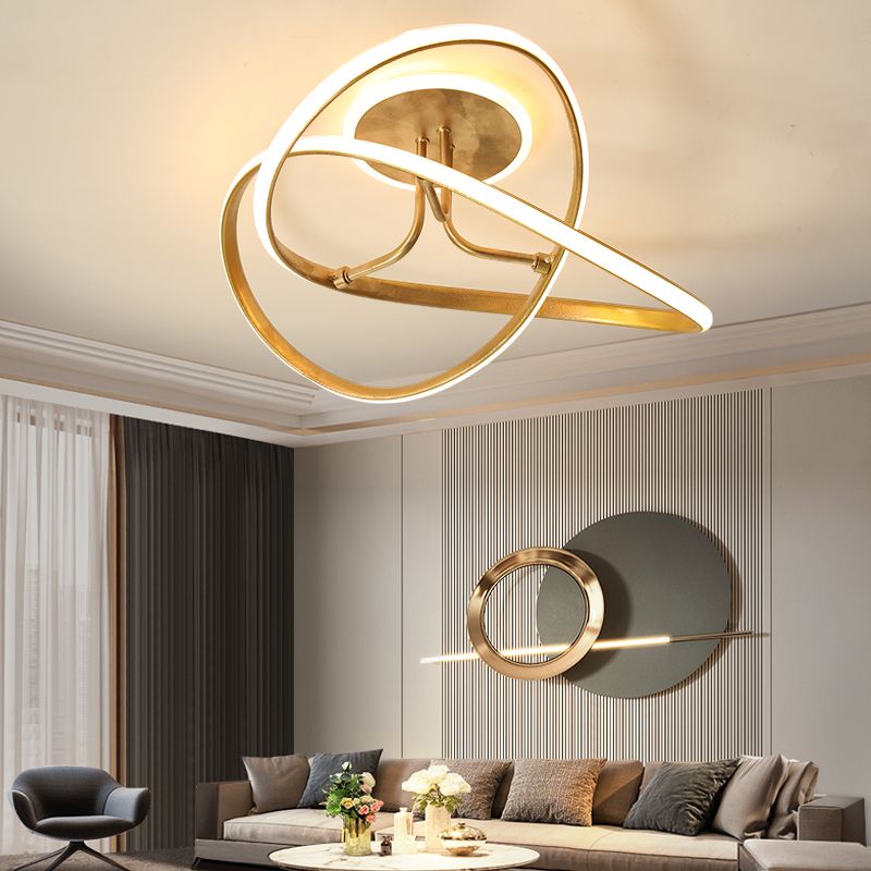 Nordic Metal Ceiling Light Linear LED Flush Mount Light for Living Room