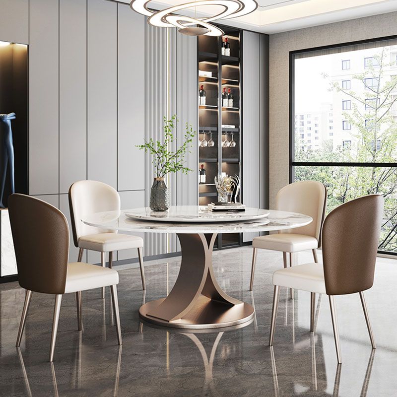 Glam Sintered Stone Dining Table Round Dinner Room Table for Dining Room