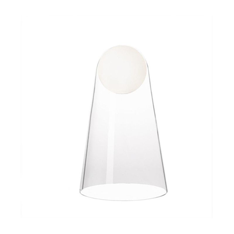 Mesa cónica minimalista Lámpara de noche de viernes de vidrio transparente con sombra modo en el interior