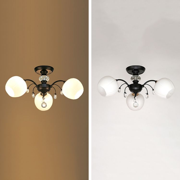 Glas Schwarz Semi Flush Mount Lighting Kugel-minimalistische Deckenleuchte