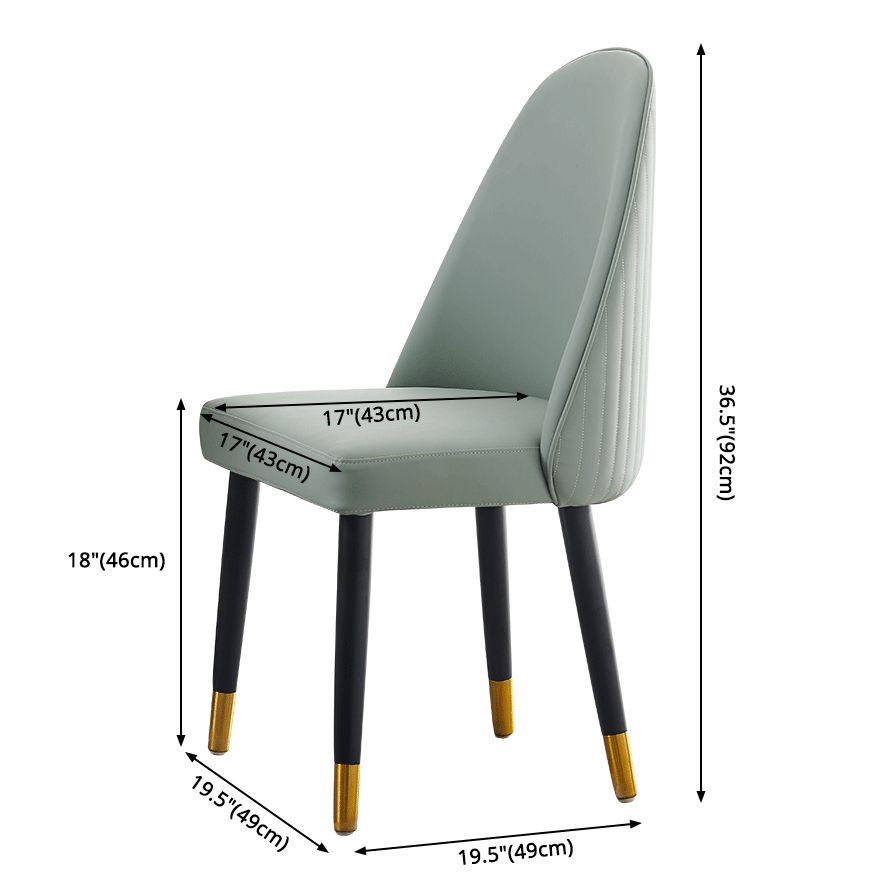 Nordic Glam Style Leather Dining Chair Parsons Chair with Wooden Legs for Kitchen