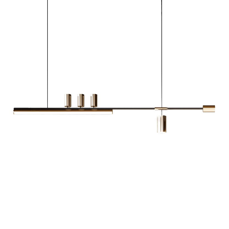 Post Modern Kitchen Island Fixture LED Metal Ceiling Pendant in Black & Gold Finish