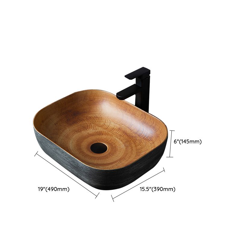 Brown Oval-shape Trough Bathroom Sink Modern Trough Bathroom Sink