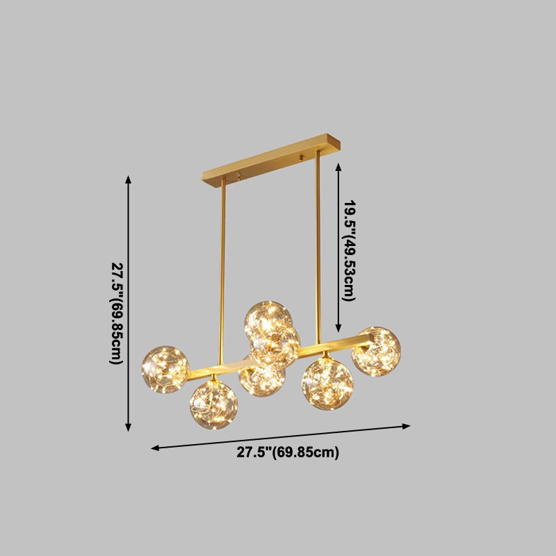 Contemporary Island Light Fixtures Sphere Glass Island Lights in Gold