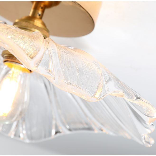 Lámpara de montaje semi de montaje con bordes festoneados lámpara de techo de vidrio tradicional para pasillo