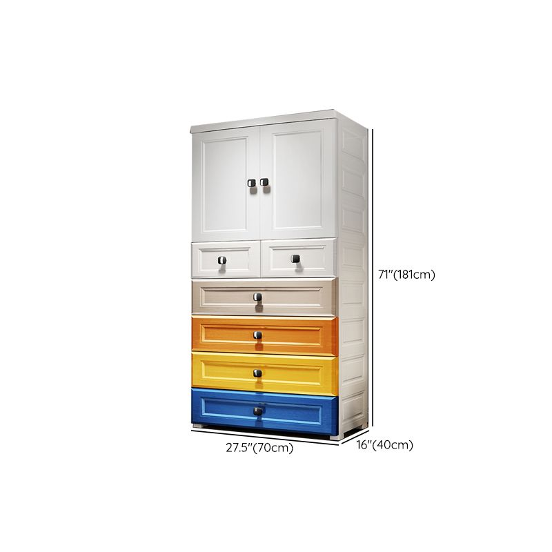 Contemporary Wardrobe Armoire Plastic Wardrobe Closet With Door and Drawer