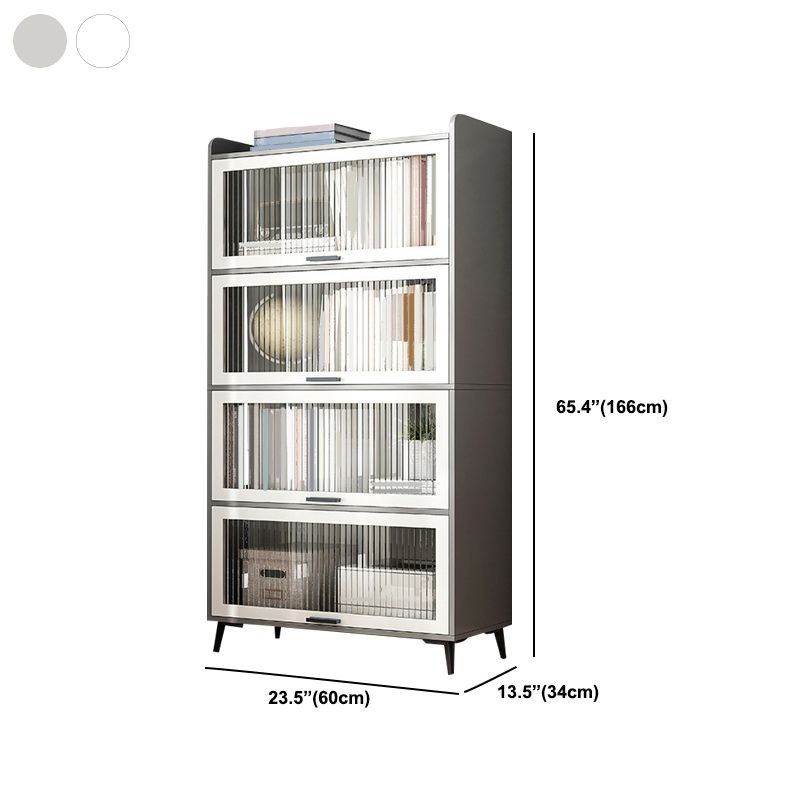 Wooden Engineered Wood Bookcase with Doors Closed Back Bookshelf Doors Included