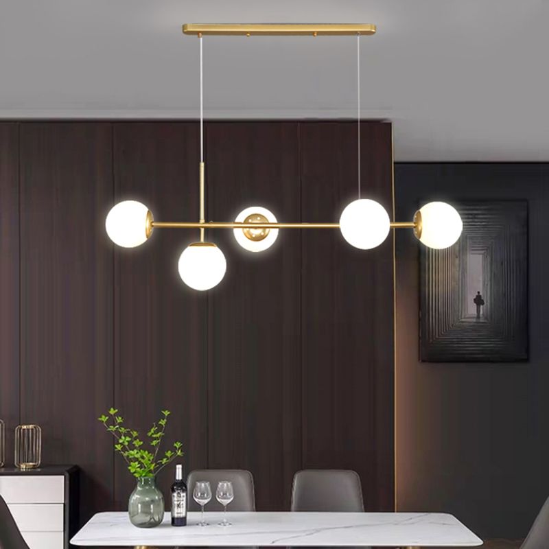 Modo Island Light Postmodern Glass 5-Light Suspended Lighting Fixture for Restaurant