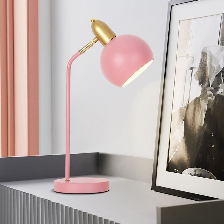 Lighting de mesa de domo metálico Macaron 1 Lámpara de lectura ajustable de cabeza para dormitorio