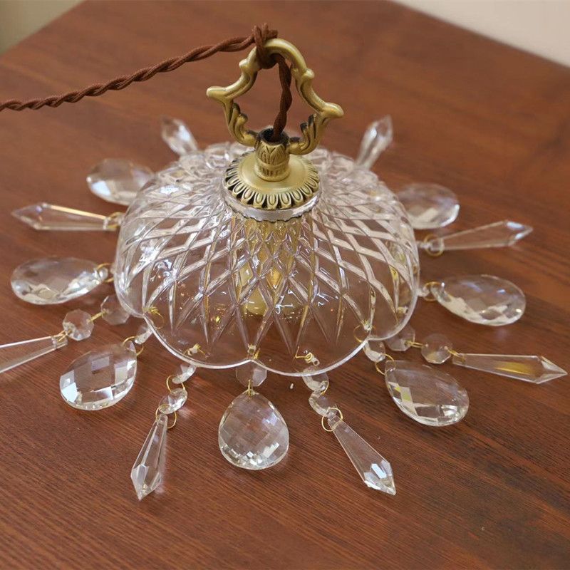 Modern Crystal Wall Sconce Flower Shape Vanity Lamp with Glass Shade for Bedroom