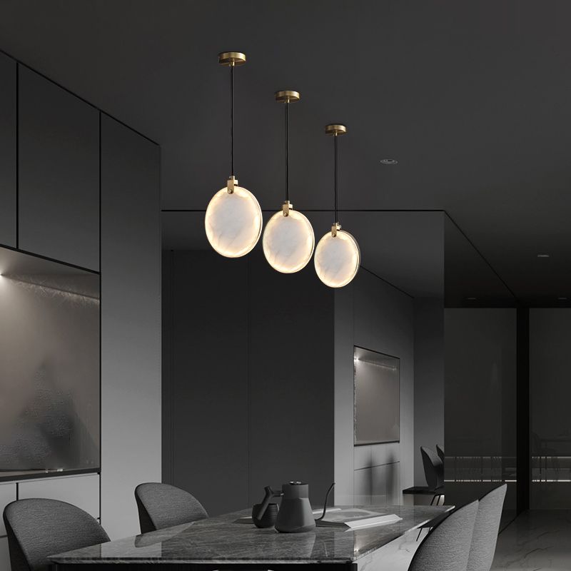 1 Light Round pendant light with Shone Shade Simplicity Hanging Light in White