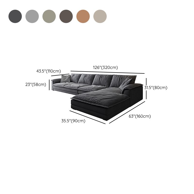 Nordic Stationary Living Room Recessed Arm Pillows Sofa Chaise