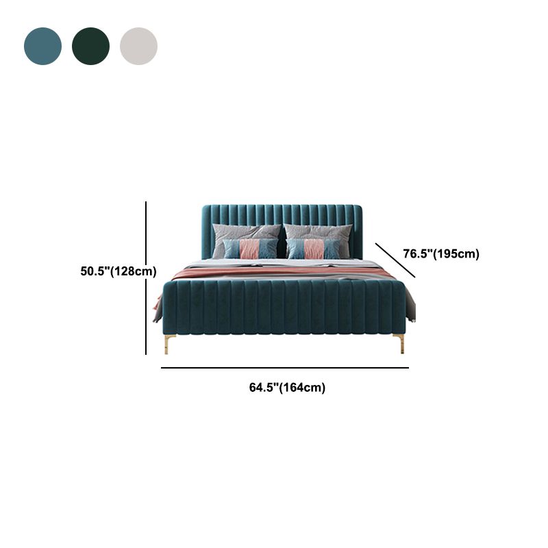 Glam Style Bed Frame Solid Color Standard Bed with Headboard