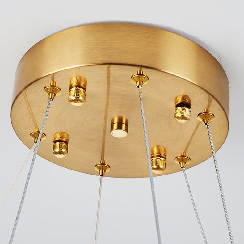 Adjustable Hanging Cord Chandelier Light Modern Round Crystal Ceiling Pendant for Restaurant