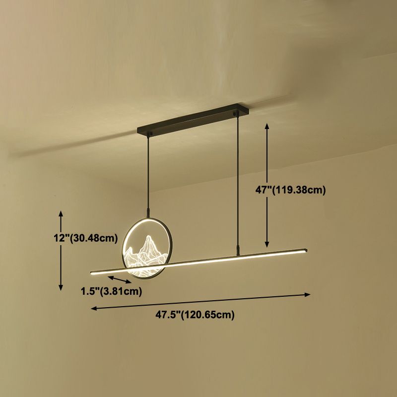 Modern Style Linear Shape Island Lighting Ideas Metal 2 Light Island Pendants in Black