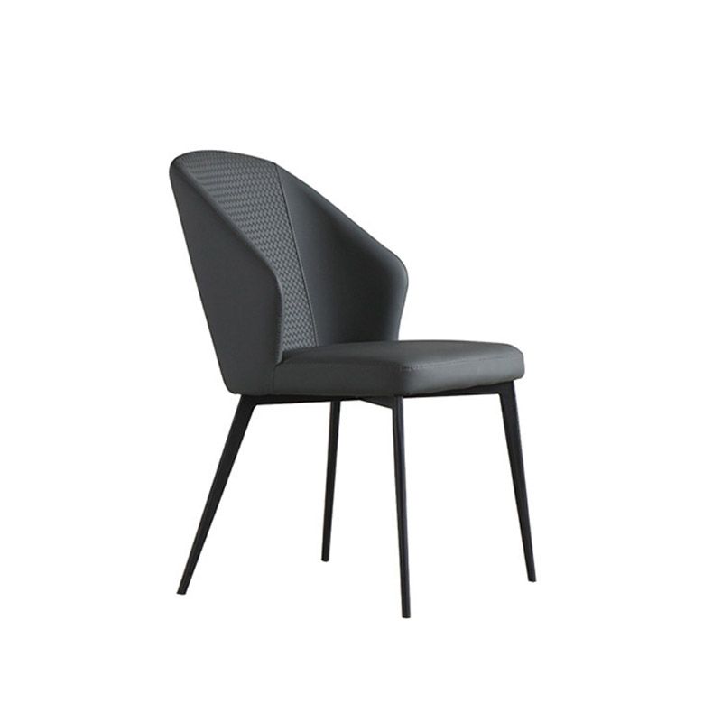 Contemporary Arm Chair Solid Back Metal Dining Room Chair for Indoor