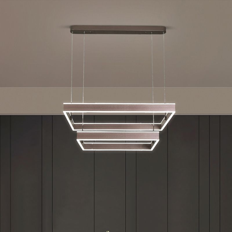 2/3/4 TIERS vierkante woonkamer kroonluchter acryl minimalistische led suspensie hanger in koffie, warm/wit licht