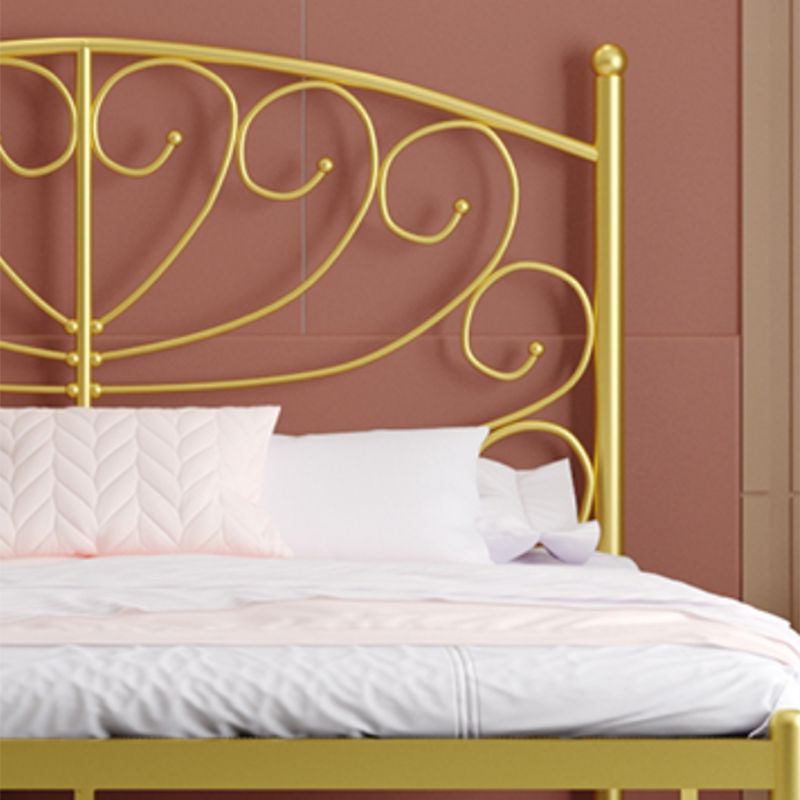 Modern Iron Open-Frame Bed with Arched Headboard and Metal Legs