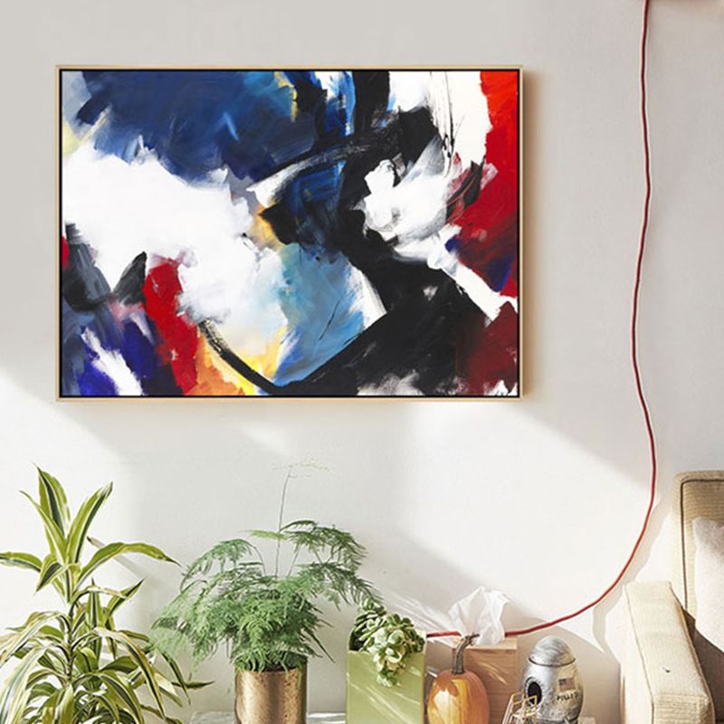 Penseelstreekpatroon canvas print hedendaagse kunst abstracte muur decor in pastelkleur