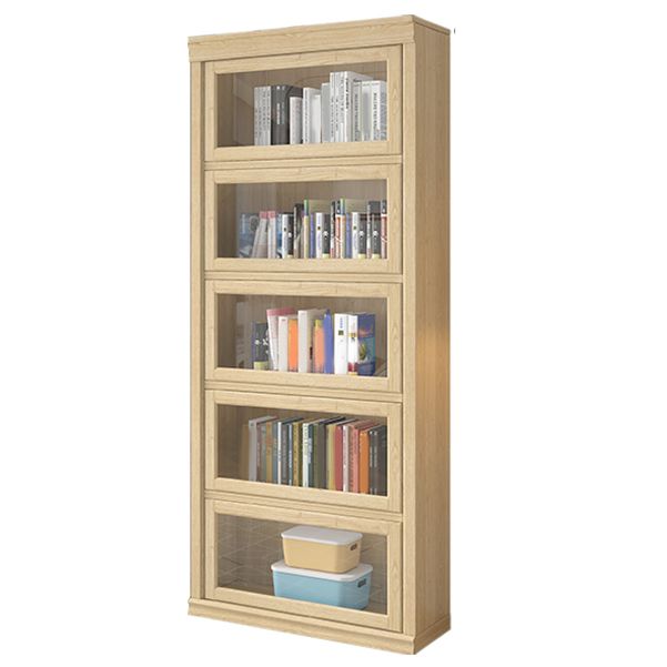 Contemporary Standard Bookshelf Wood Engineered Bookcase with Doors