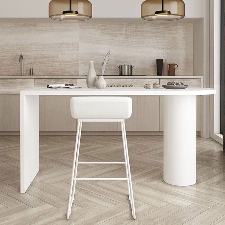 Contemporary Double Pedestal Bar Table White Solid Wood Bar Dining Table