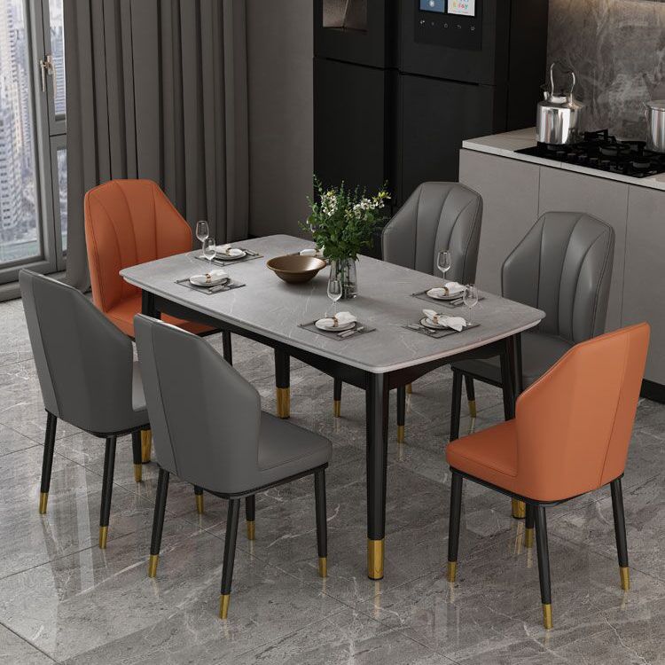 Chaise d'appoint scandinave pour salle à manger rembourrée en métal à oreilles (Ensemble de 4)