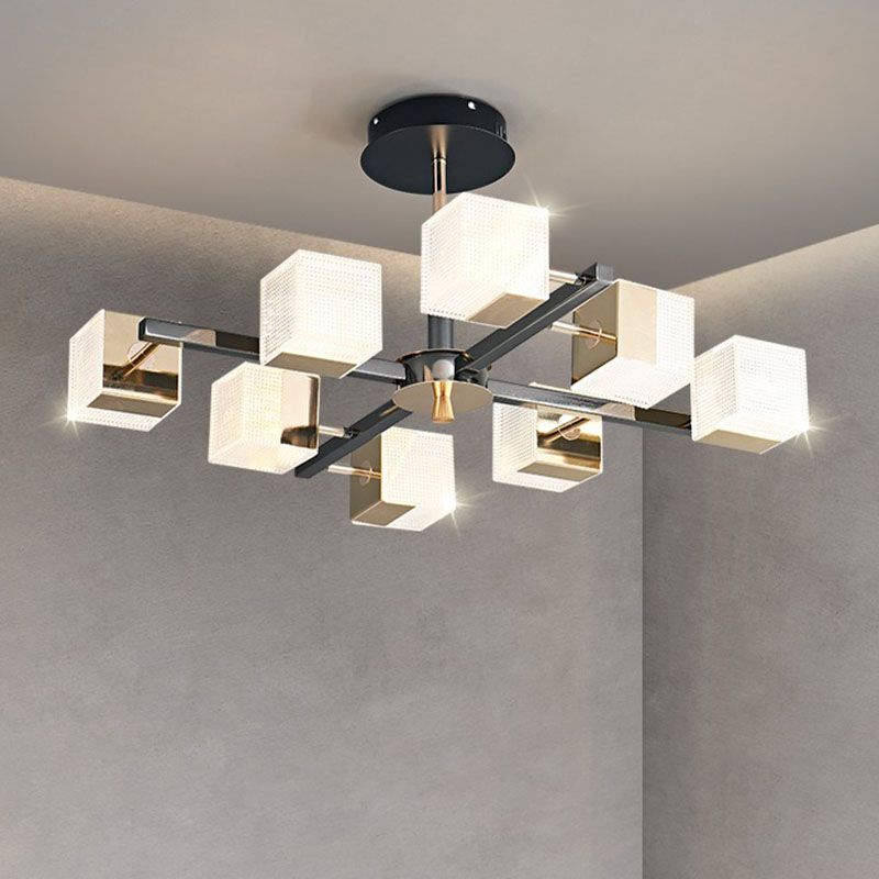 Postmoderne Metallkronleuchter leichte quadratische Form Anhänger Beleuchtung für Wohnzimmer