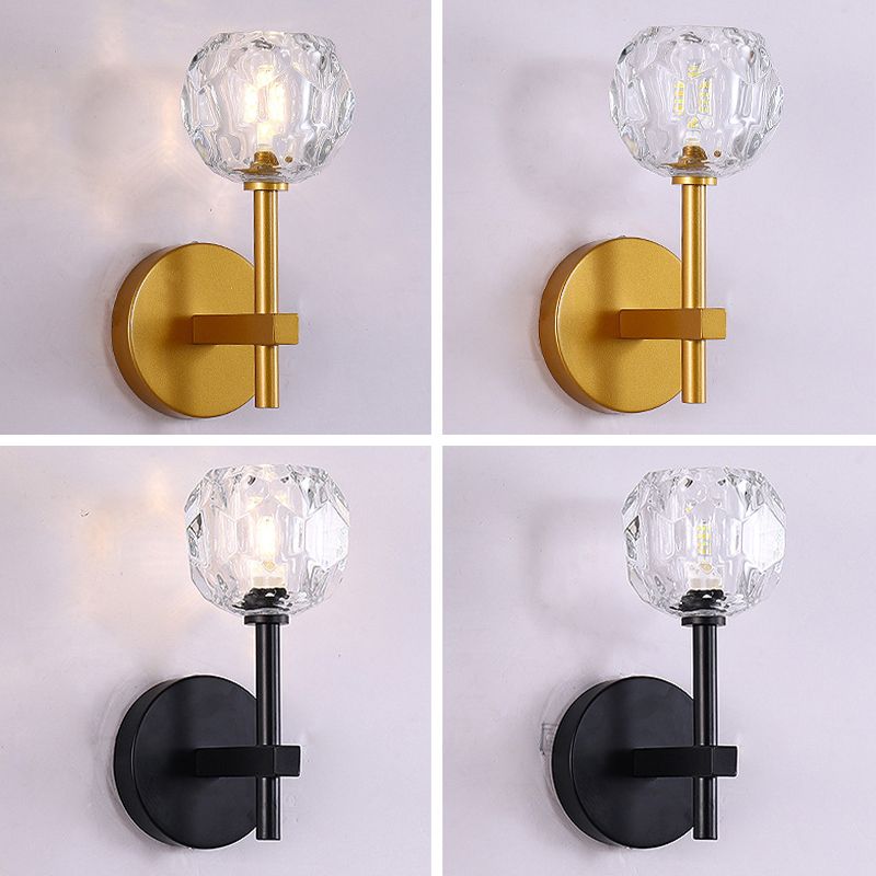 Modern Style Wall Light Fixture Crystal Shade Sconce Light Fixture for Bedroom