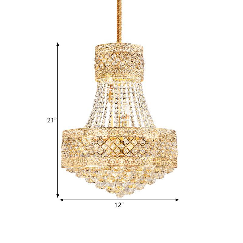 Drum Octagon Crystal Deckenhänge Fixture zeitgenössische 3/5 Lichter Gold Anhänger Kronleuchter, 12 "/15,5" breit
