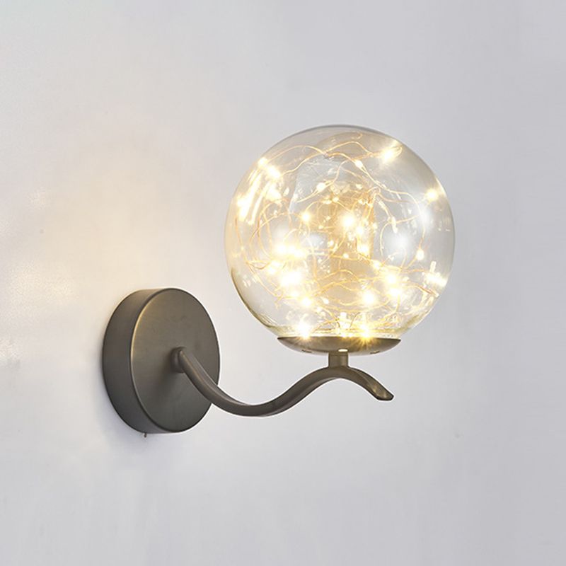 Globe Wrought Iron LED Wall Lamp in Modern Creative Style Glass Wall Light for Interior Spaces