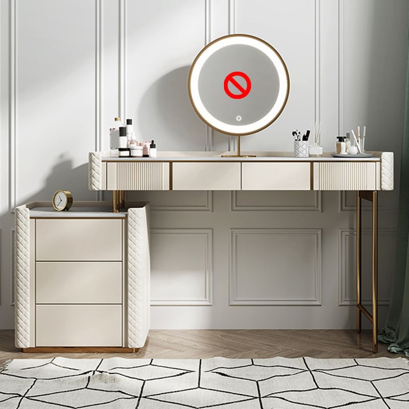 Slate Top Vanity Dressing Table Set Glam Solid Wood Makeup Vanity Set