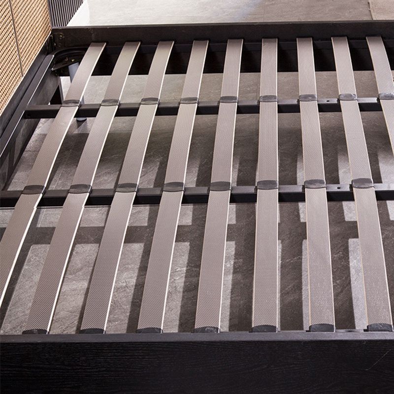 Tropical Style Ash Bed Frame Espresso Rattan Headboard Panel Bed with Mattress